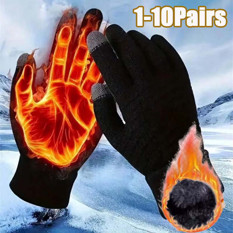 Winter Cycling Commute - 1-10 пар толстых вязаных перчаток с