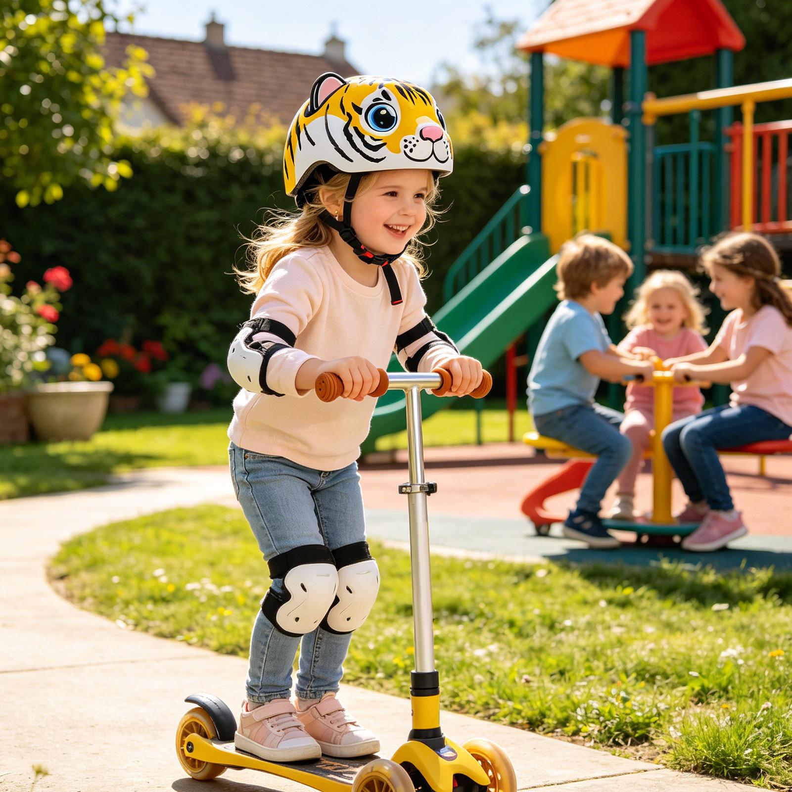 Commute Cycling Helmet - Детский шлем с тигровым принтом, регулируемый,